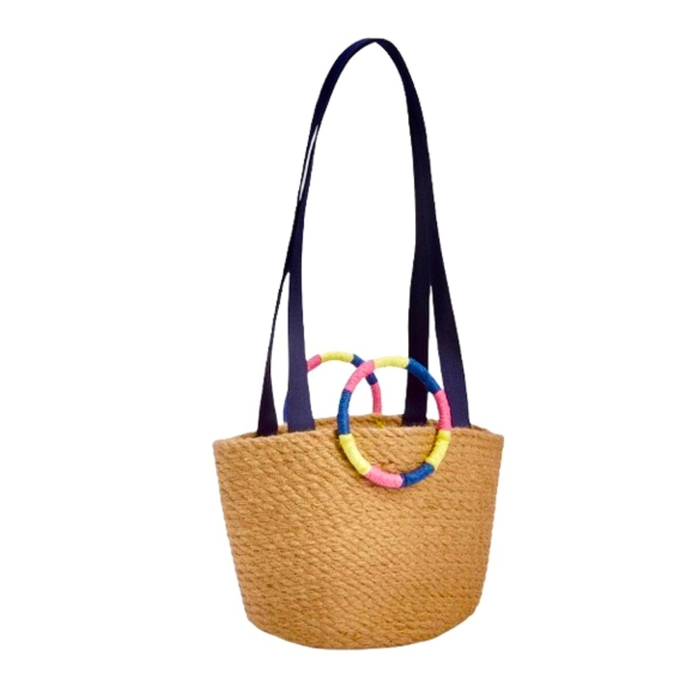 Gap Jute Woven Mini Tote All Natural Crossbody Bag Bohemian Vacation